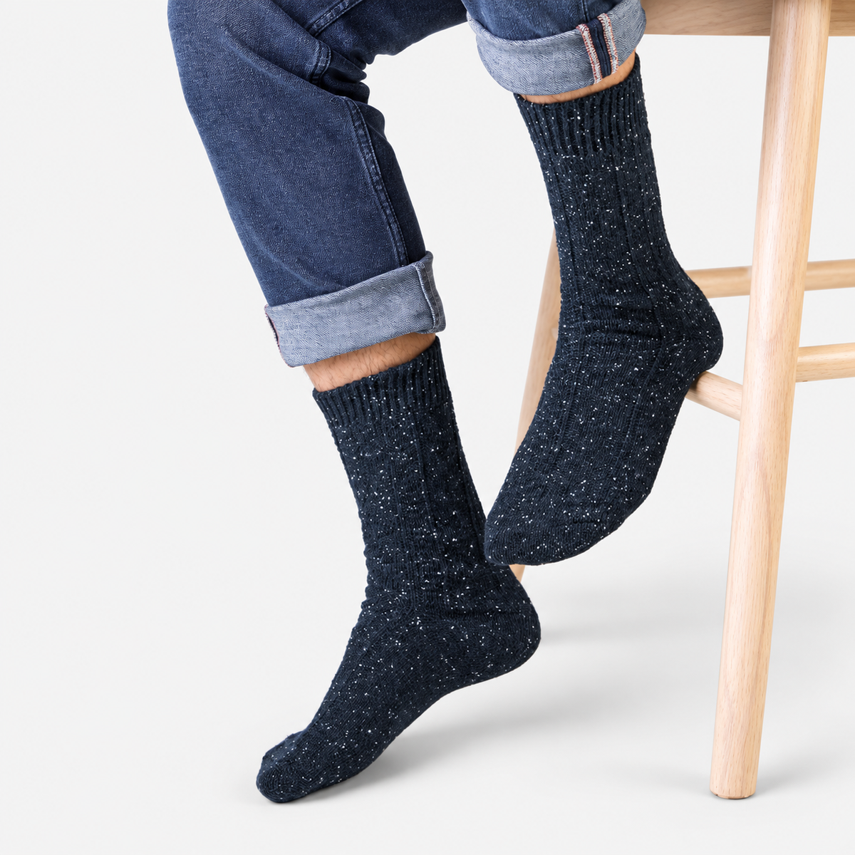 Totes Toasties WOOL BLEND THERMAL FAIR ISLE SOCKS (TWIN PACK) Mens Thermal Socks Navy Fair Isle