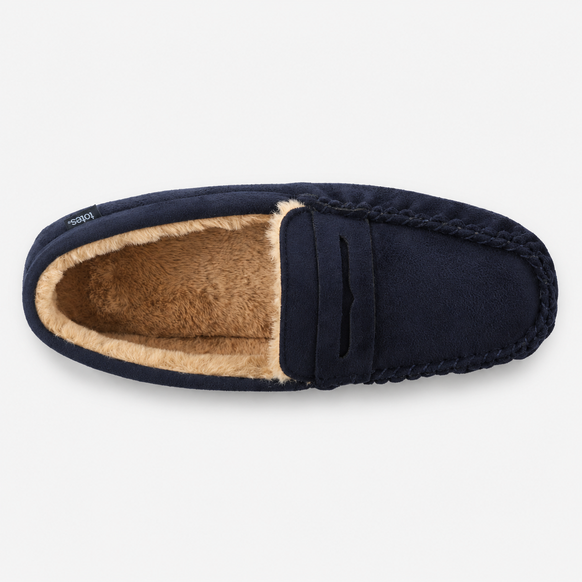 Totes Toasties SUEDETTE MOCCASIN SLIPPER Mens Moccasins Navy