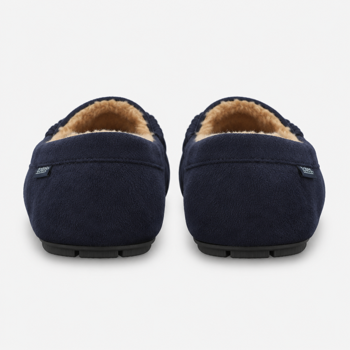 Totes Toasties SUEDETTE MOCCASIN SLIPPER Mens Moccasins Navy