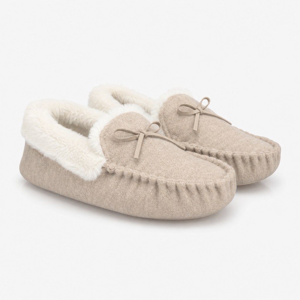 Totes Toasties VELOUR MOCCASIN SLIPPERS Womens Moccasins Taupe