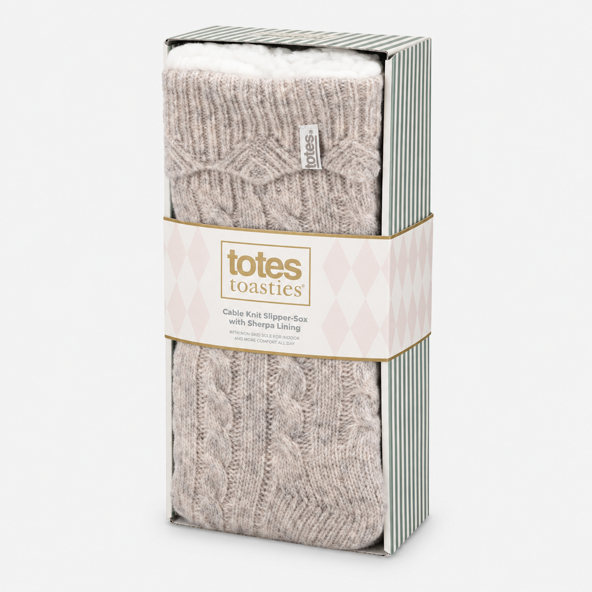 Totes Toasties TEXTURE SLIPPER SOCKS Womens Slipper Socks Oat