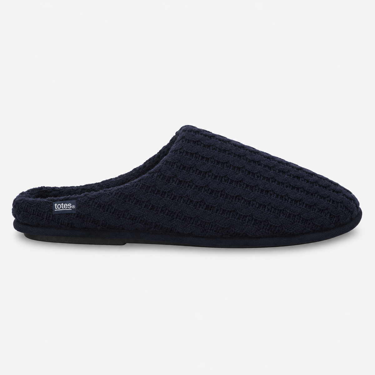 Totes Toasties KNITTED MULE SLIPPERS Mens Mules Navy
