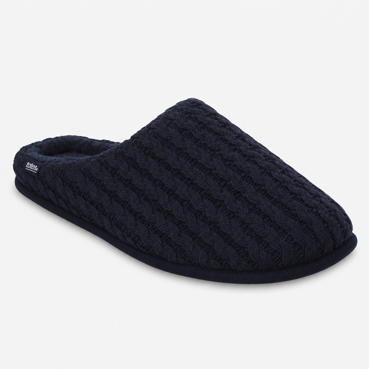 Totes Toasties KNITTED MULE SLIPPERS Mens Mules Navy