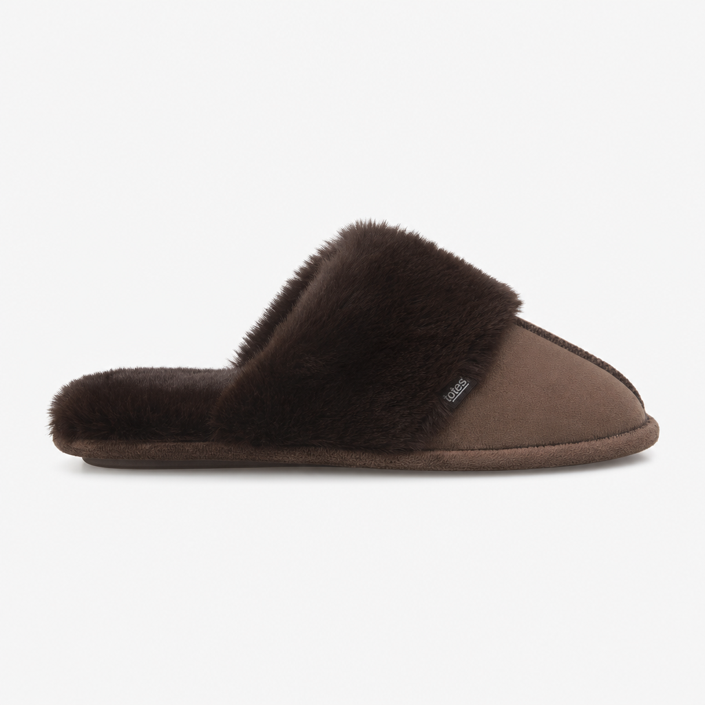 Totes Toasties VELOUR MULE SLIPPERS Womens Mules Chocolate