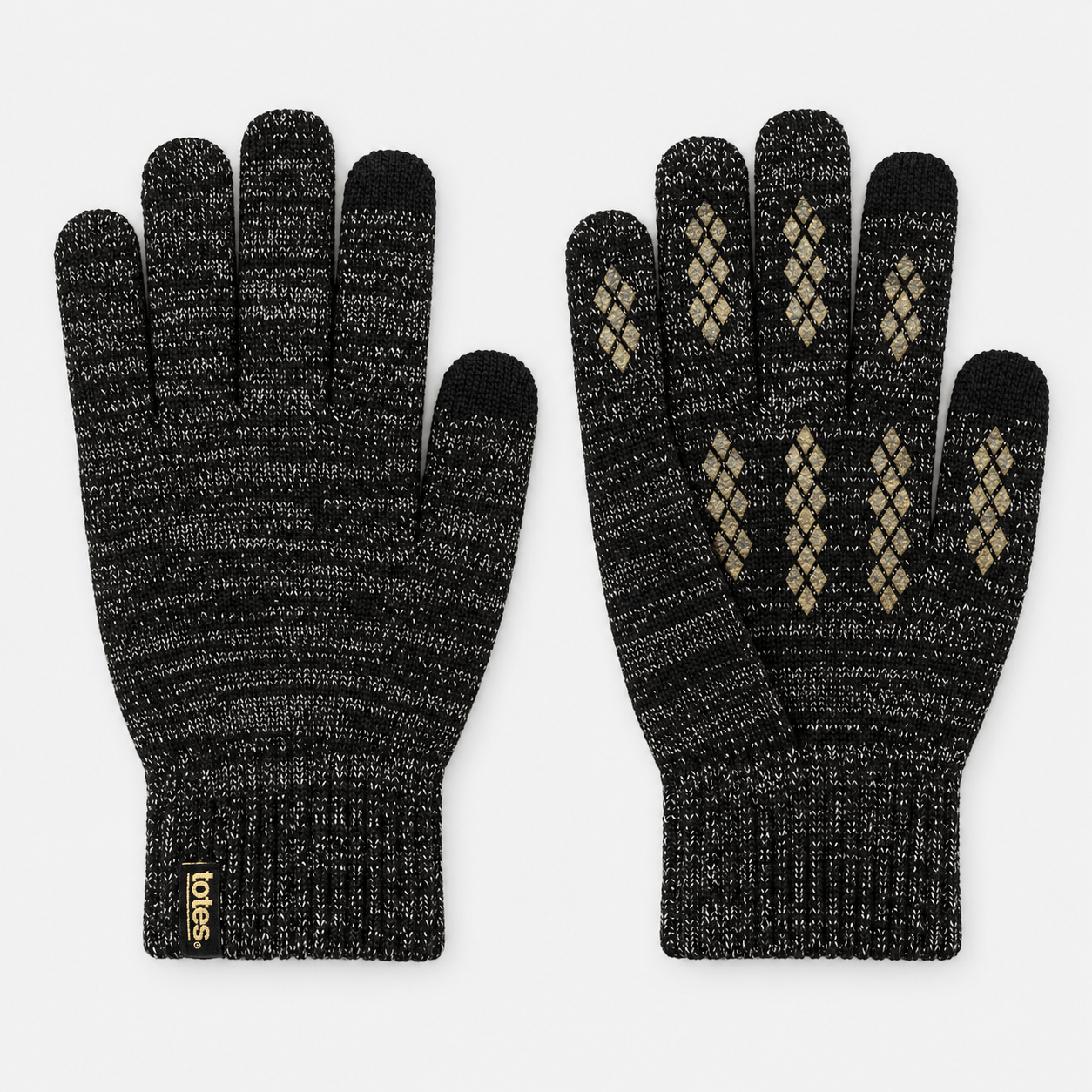 Totes Toasties BRUSHED KNITTED GLOVES Womens Touchscreen Gloves Black, stylish and functional touchscreen gloves in black.