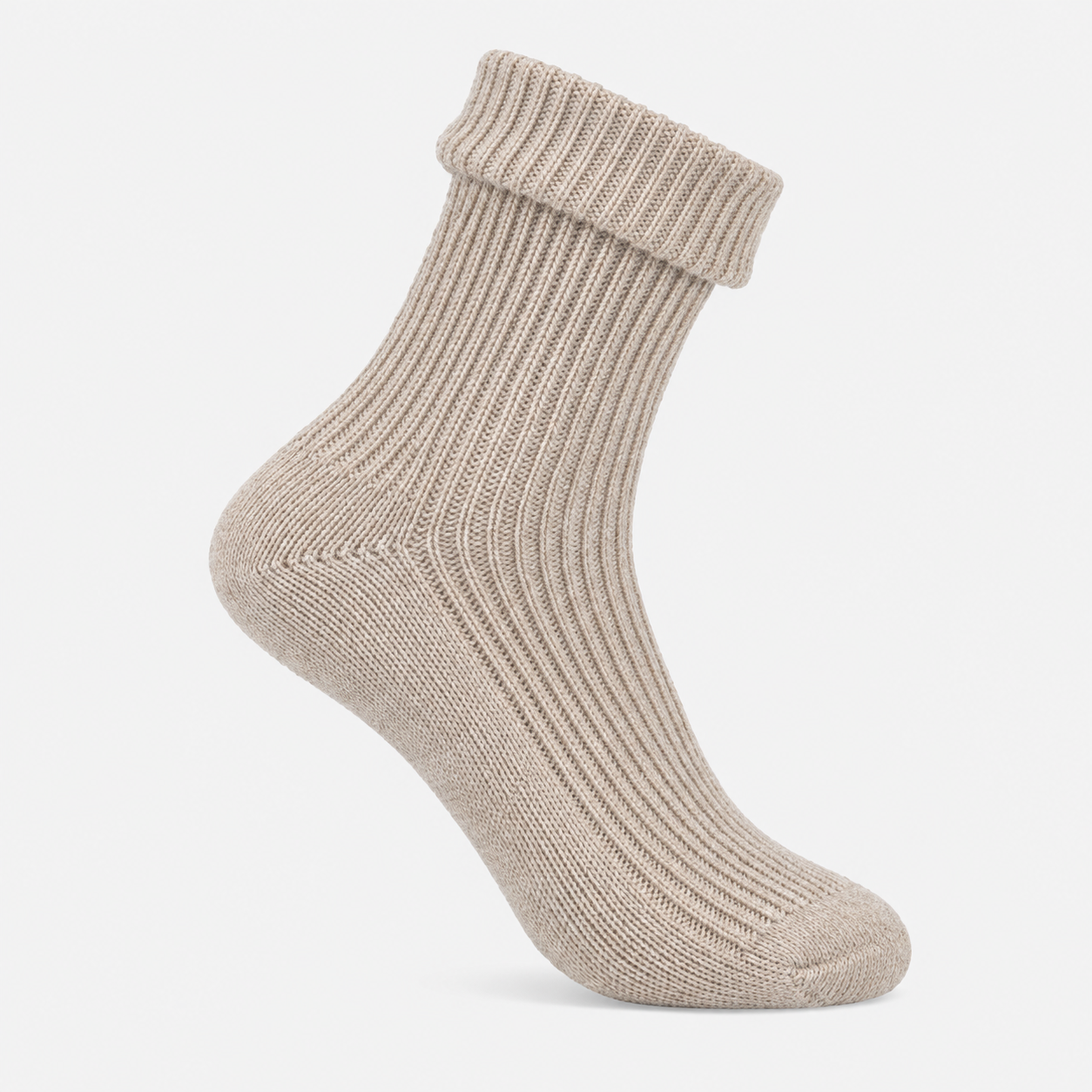 Totes Toasties 1PP CASHMERE TURN OVER TOP SOCKS Womens Ankle Socks Oat