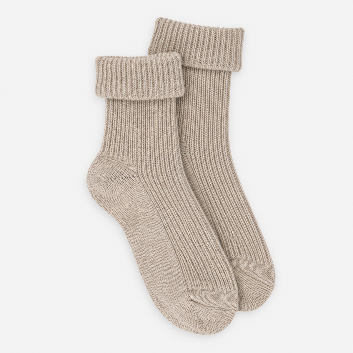 Totes Toasties 1PP CASHMERE TURN OVER TOP SOCKS Womens Ankle Socks Oat