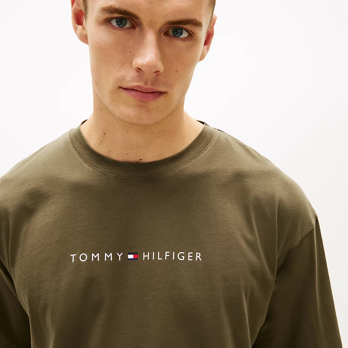 Tommy Hilfiger SS LOGO TEE Mens Loungewear Army Green