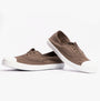 Victoria 1915 INGLESA DREC Womens Canvas Pumps Laurel side view organic brown with white rubber sole