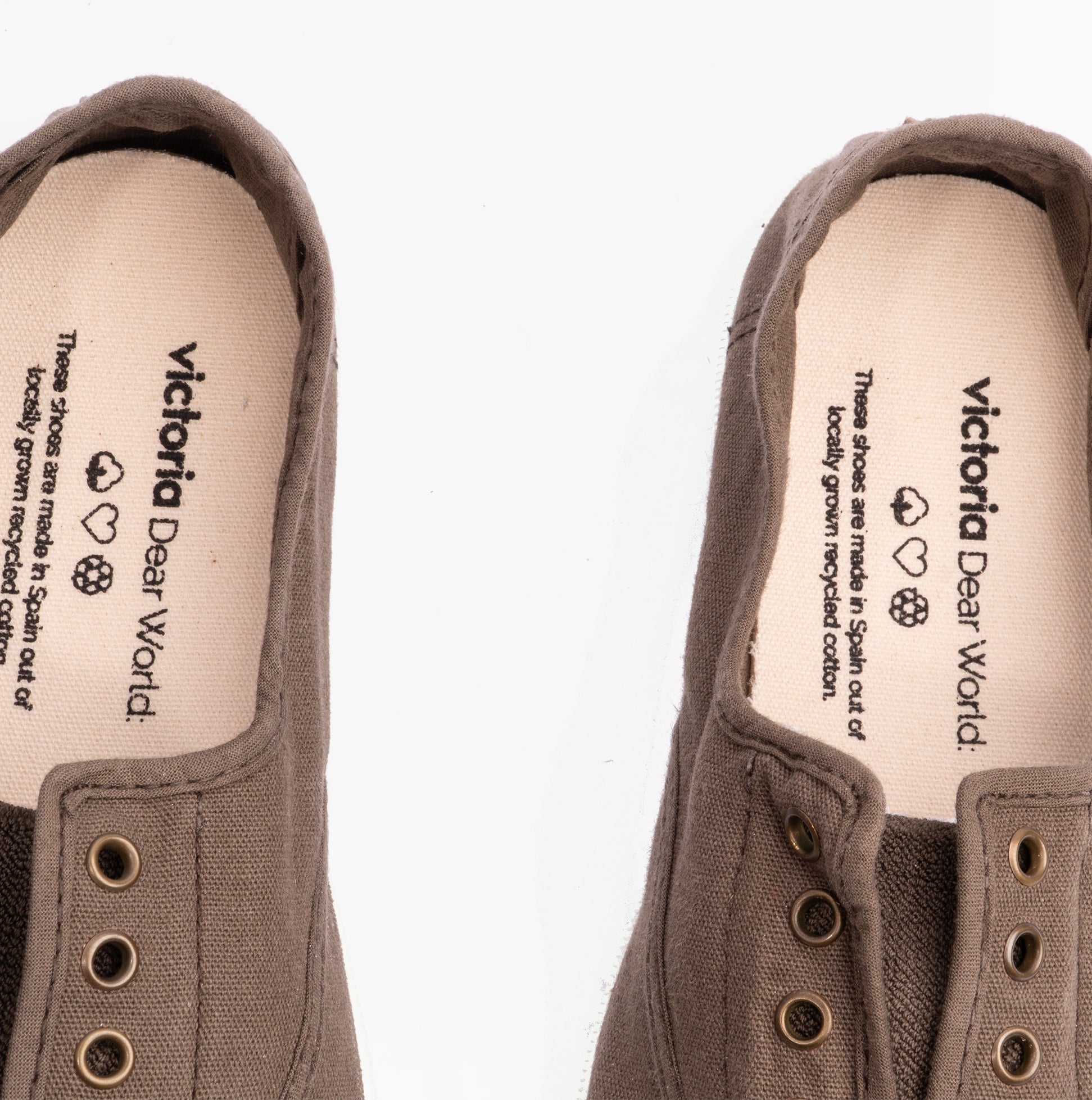 Victoria 1915 INGLESA DREC Womens Canvas Pumps Laurel top view showing interior labels and slip-on design.