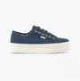Victoria BARCELONA Womens Platform Canvas Trainers Blue side view showcasing canvas upper and rubber sole.