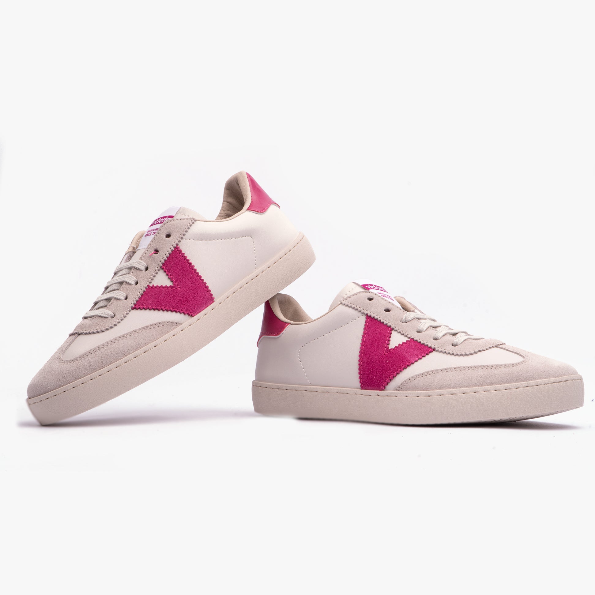 BERLIN FAUX LEATHER & SPLIT Womens Trainers Fucsia