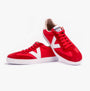 Victoria BERLIN SPLIT LEATHER & NYLON Womens Trainers Rojo side view showcasing vibrant red color and white accents.