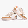 Victoria C80 - CASUAL PATCH COLORS Womens Trainers Taupe side view with beige and white color accents.