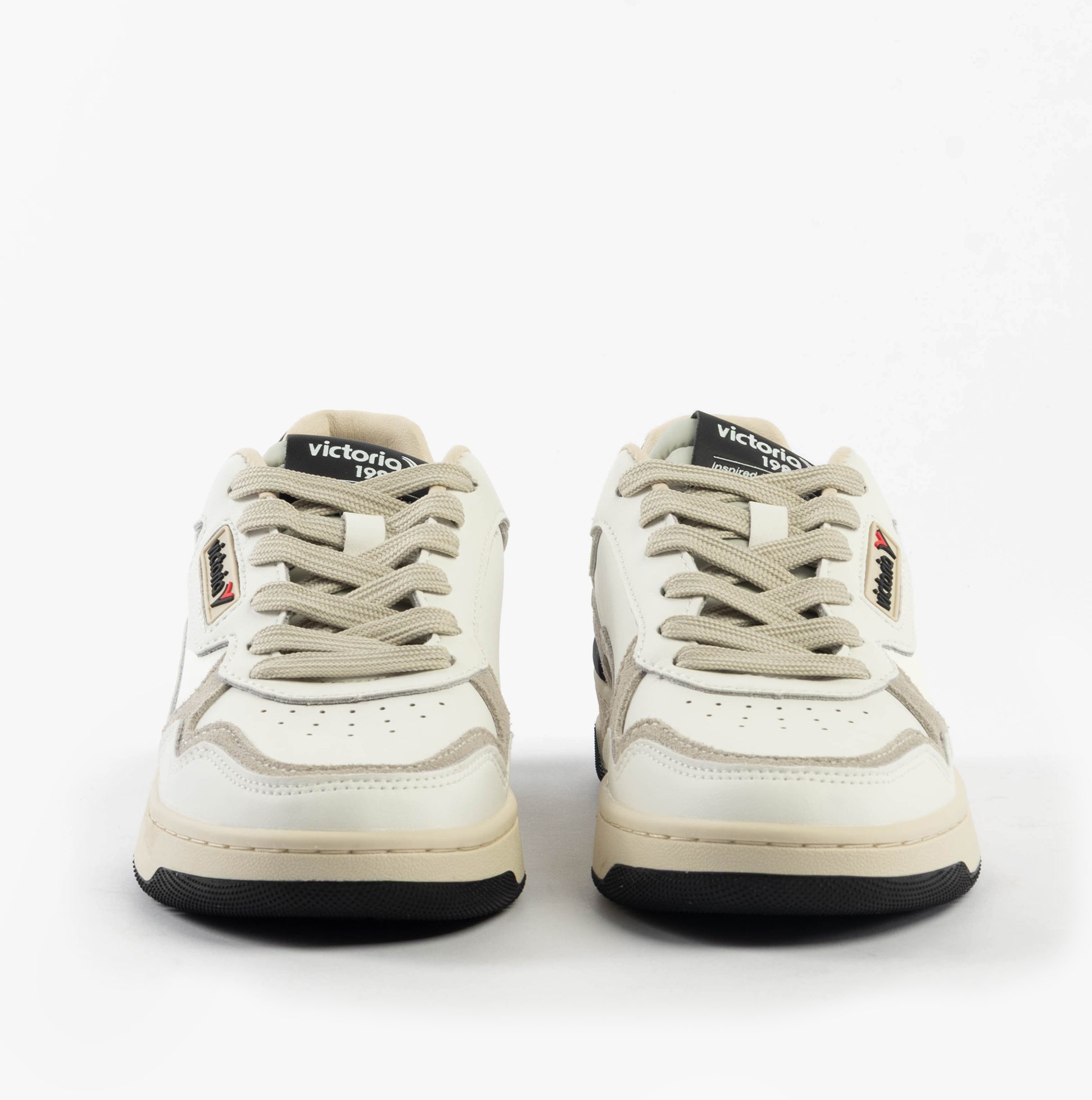 Victoria C80 Womens Trainers Negro front view showing lace-up leather and suede design