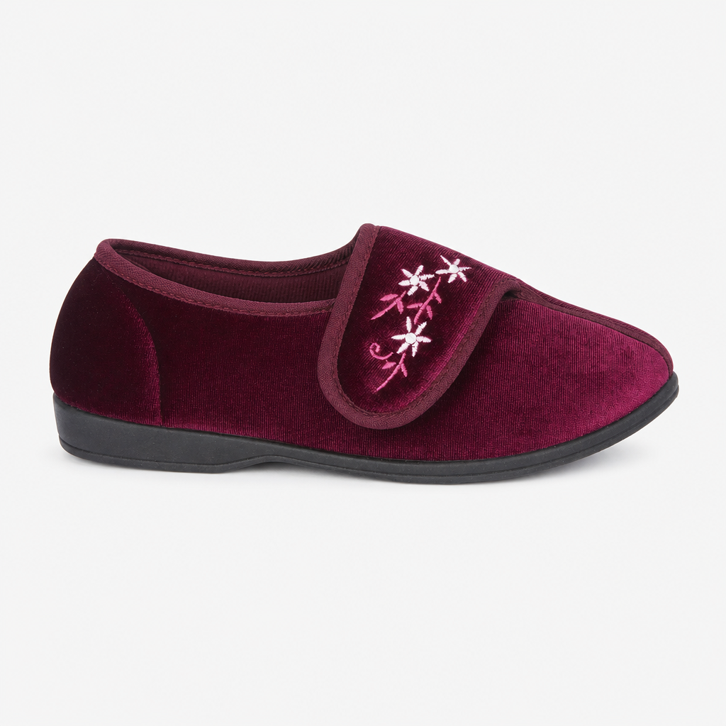 Jo & Joe VERONICA Womens Touch Fasten Slippers Wine