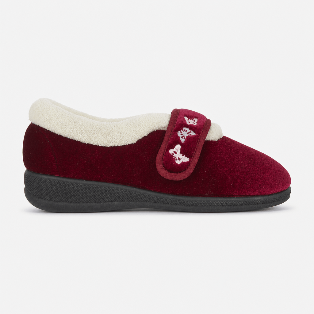Jo & Joe MATILDA Womens Touch Fasten Slippers Wine