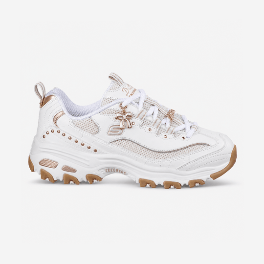 Skechers D'LITES - 20TH ANNIVERSARY Womens Casual Trainers White/Rose Gold