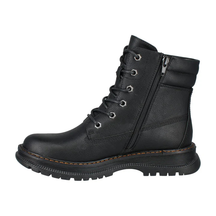 Westland PEYTON 01 Womens Boots Black side view showcasing lace-up design and faux leather material.