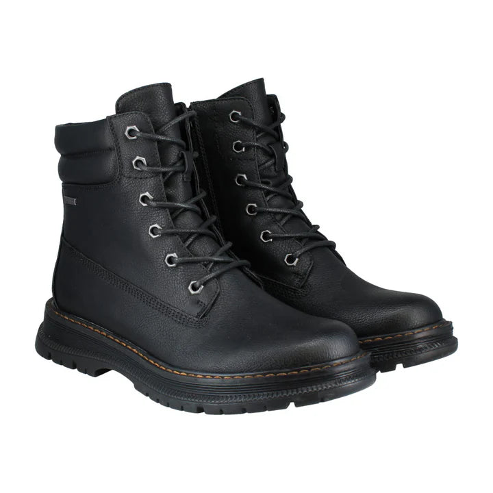 Westland PEYTON 01 Womens Boots Black side view showcasing lace-up design and faux leather upper.