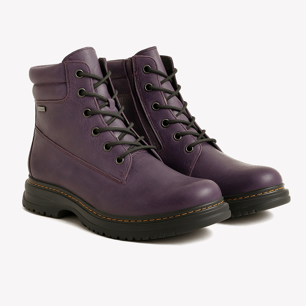 Westland PEYTON 01 Womens Boots Purple side view showing lace-up closure and round toe.