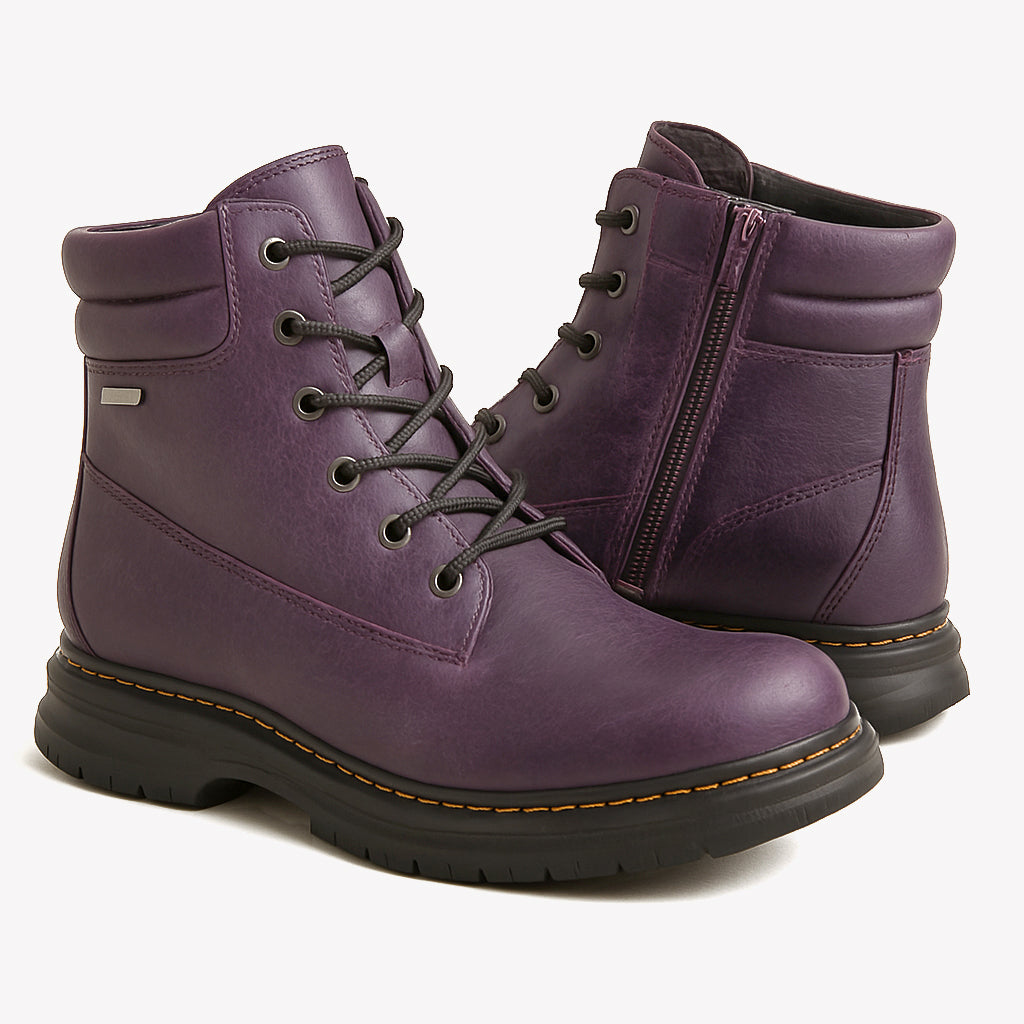 Westland PEYTON 01 Womens Boots Purple side view highlighting lace-up design and faux leather upper.