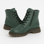Westland PEYTON 01 Womens Boots Green side view with lace-up closure and zipper detail on faux leather upper.