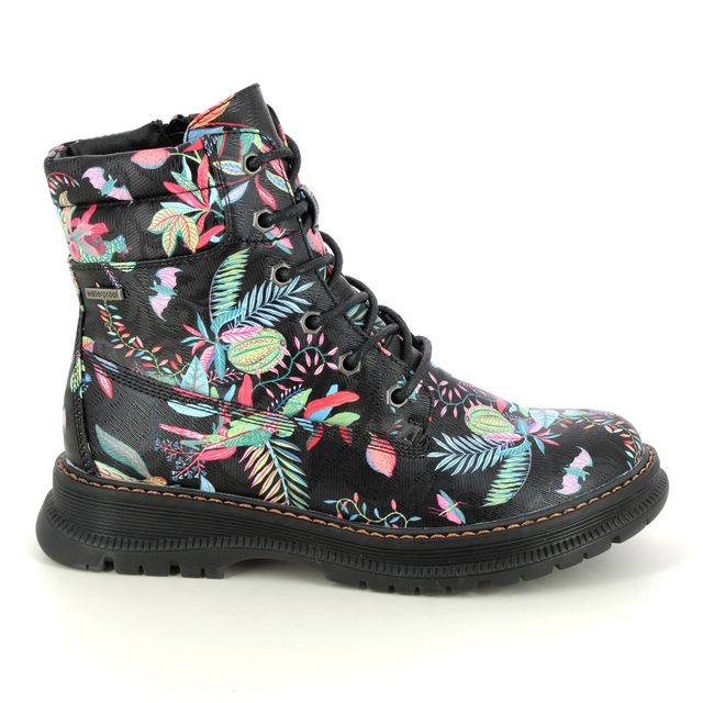 Westland PEYTON 01 Womens Boots Print side view with floral pattern, lace-up closure, ankle height, vegan and waterproof.