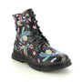 Westland PEYTON 01 Womens Boots Print side view featuring colorful floral design on black faux leather.
