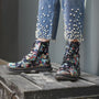 Westland PEYTON 01 Womens Boots Print, side view, floral design on ankle boots, styled with pearl jeans.