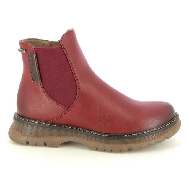 Westland PEYTON 02 Womens Boots Red side view showcasing faux leather and elasticated side panel.