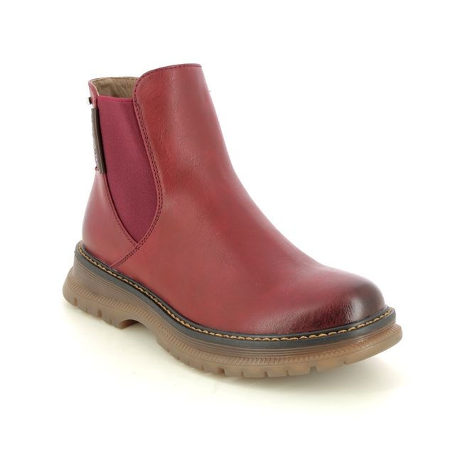 Westland PEYTON 02 Womens Boots Red side view showcasing faux leather upper and elasticated side panel.