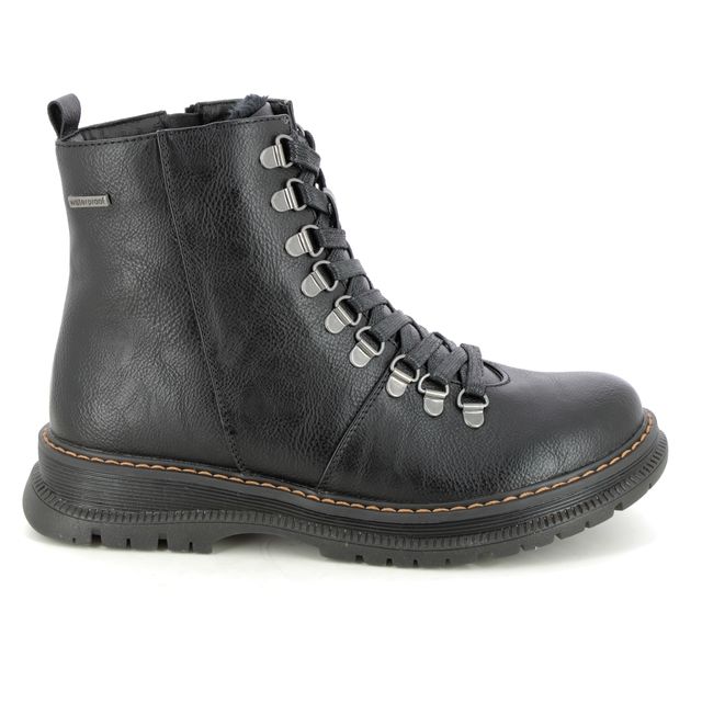 Westland PEYTON 03 Womens Boots Black side view showcasing ankle height, lace-up design, and faux leather upper.