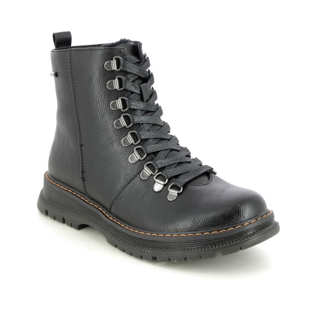 Westland PEYTON 03 Womens Boots Black side view showcasing lace-up design and faux leather upper.