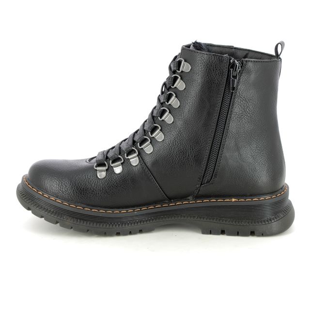 Westland PEYTON 03 Womens Boots Black side view showcasing faux leather upper and lace-up design.