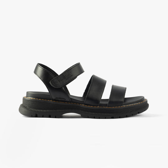 Westland PEYTON 08 Womens Sandals Black side view showcasing faux leather straps and comfortable sole.