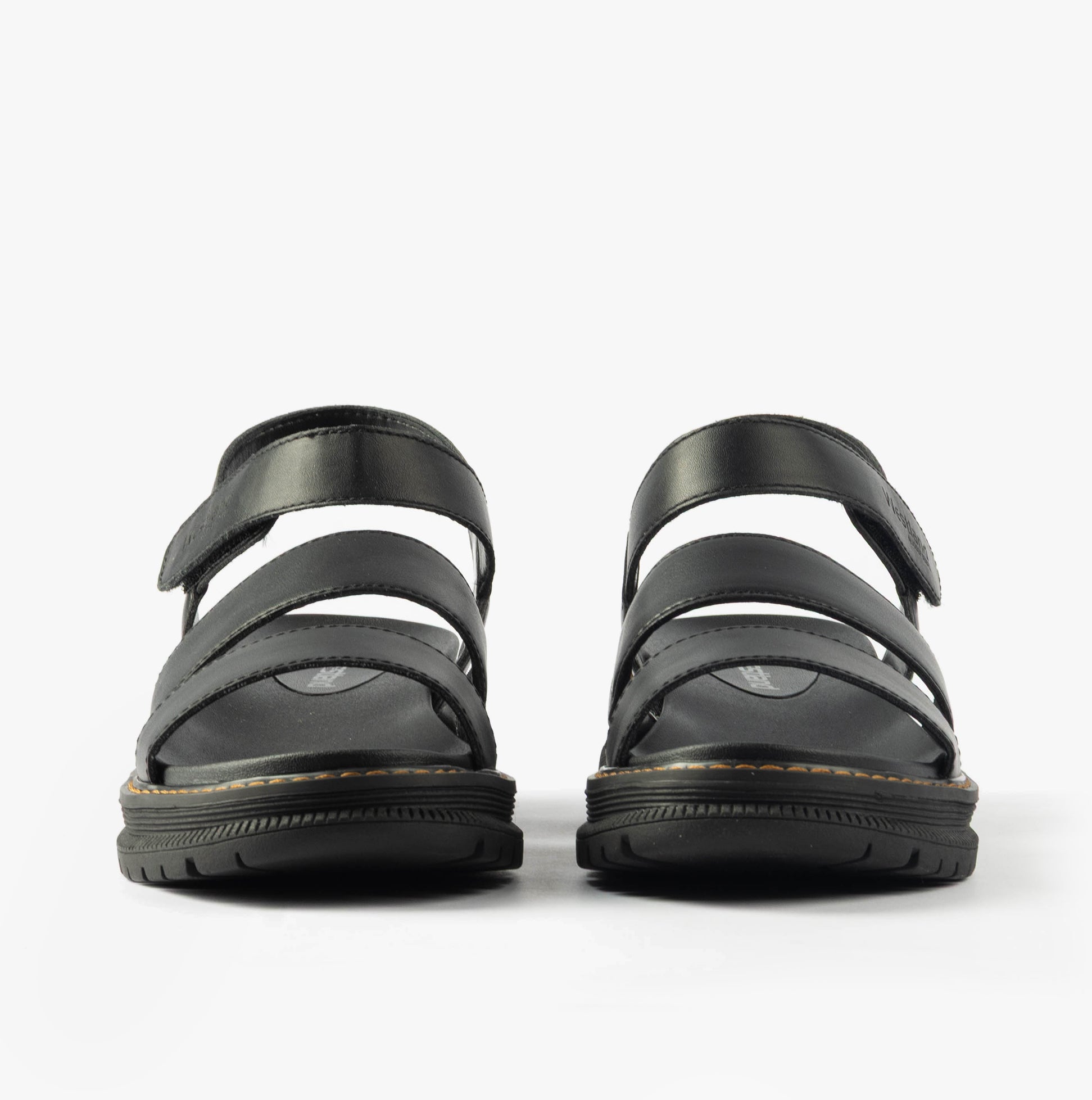 Westland PEYTON 08 Womens Sandals Black front view showing faux leather straps and synthetic sole.