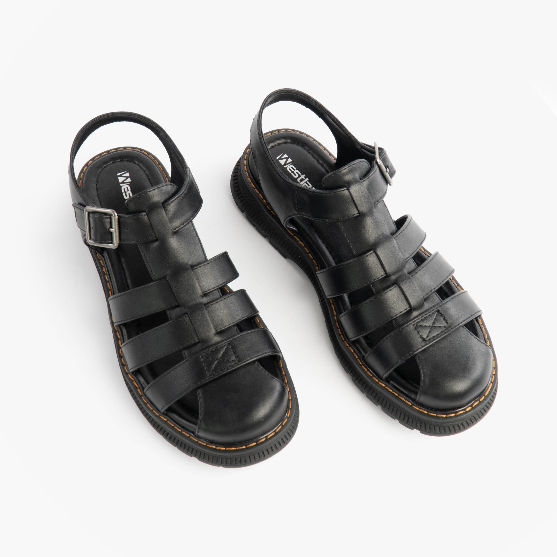 Westland PEYTON 09 Womens Sandals Black top view showcasing straps and buckle detail.