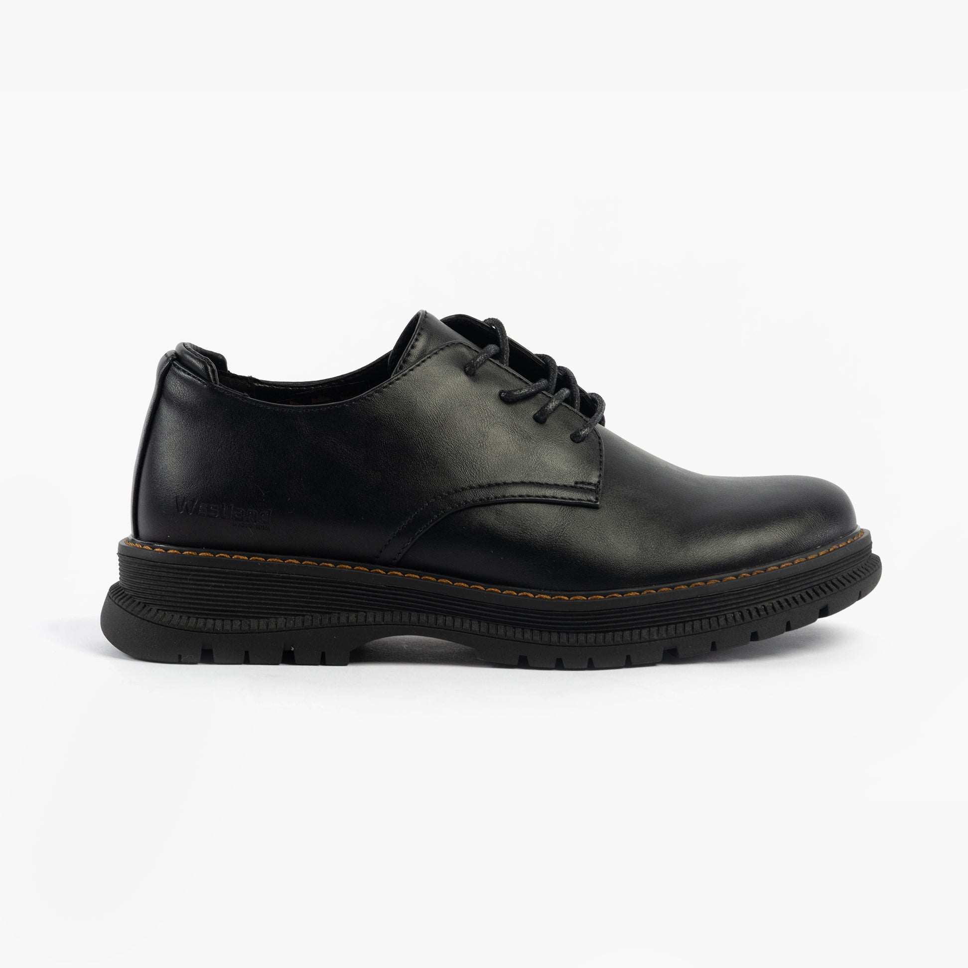 Westland PEYTON 10 Womens Shoes Black side view showcasing casual lace-up design, synthetic upper, and rubber sole.