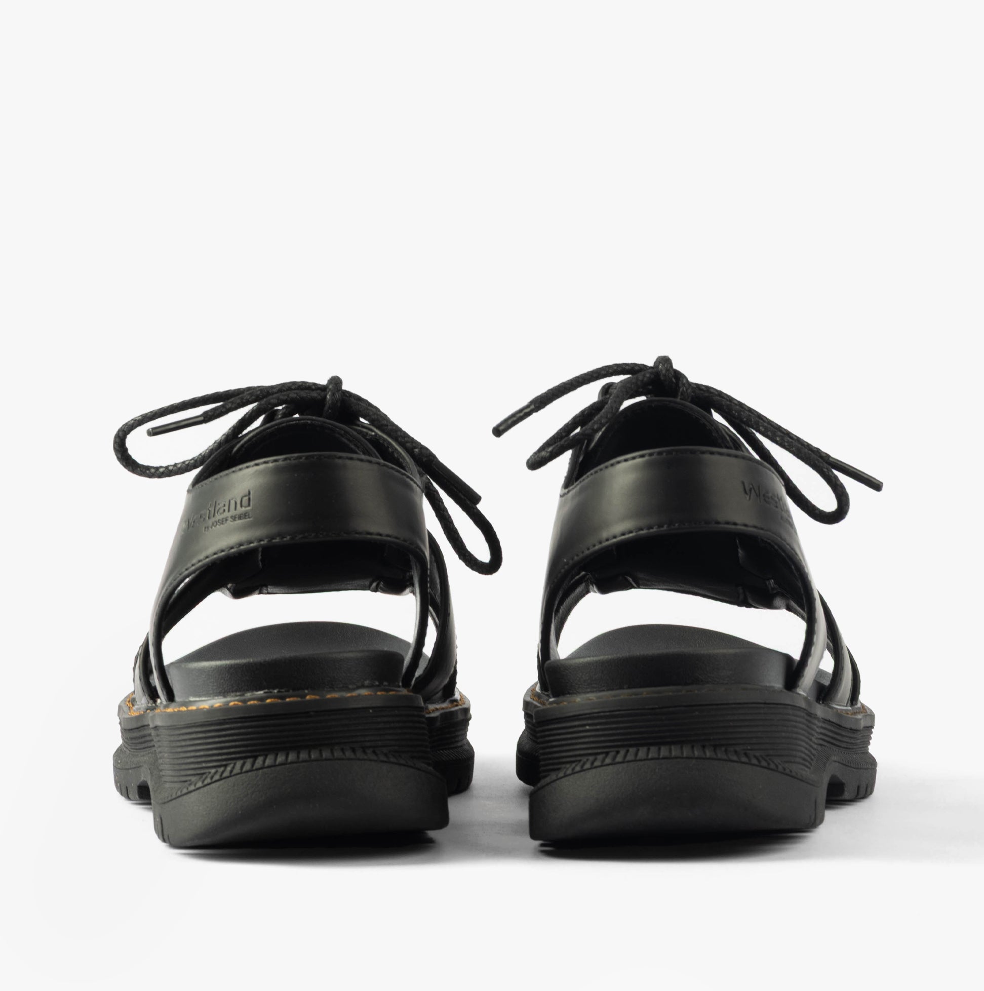 Westland PEYTON 14 Womens Sandals Black rear view with lace-up detail and synthetic sole.