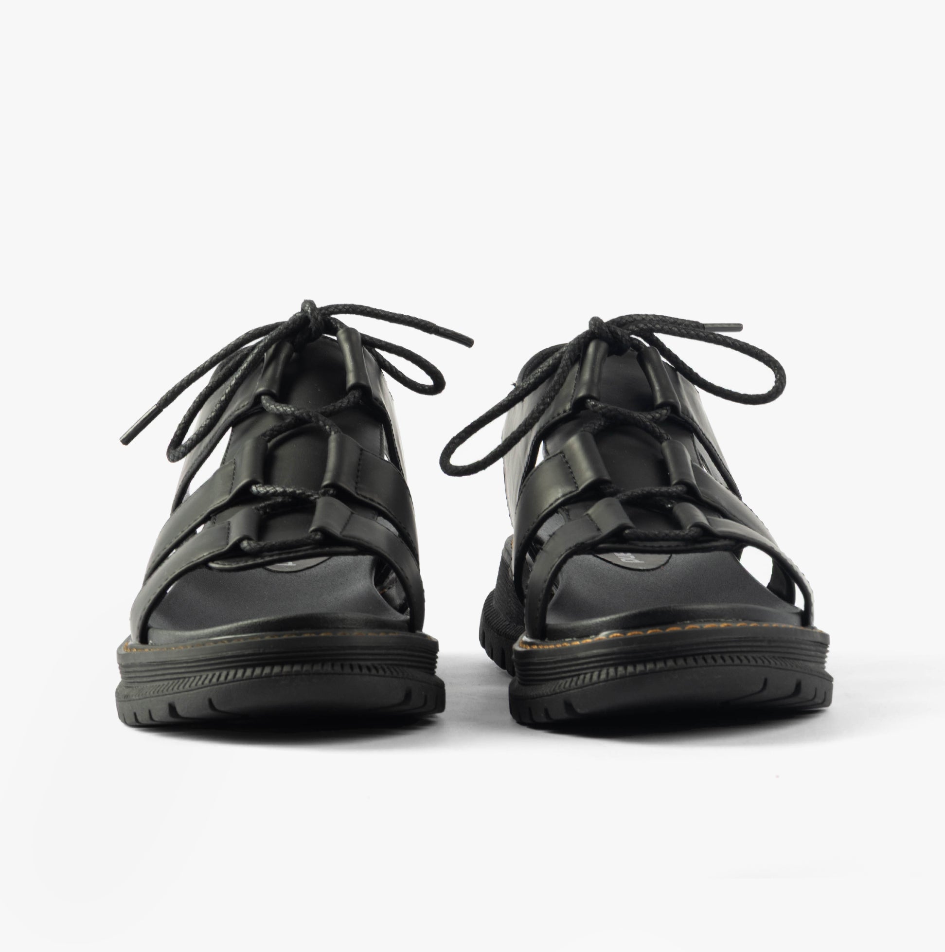 Westland PEYTON 14 Womens Sandals Black front view with lace-up design and faux leather upper.