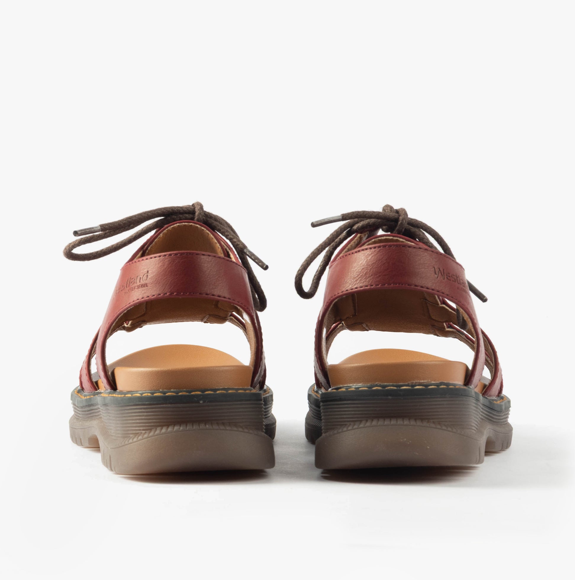 Westland PEYTON 14 Womens Sandals Red back view showing the lace-up design and faux leather upper.