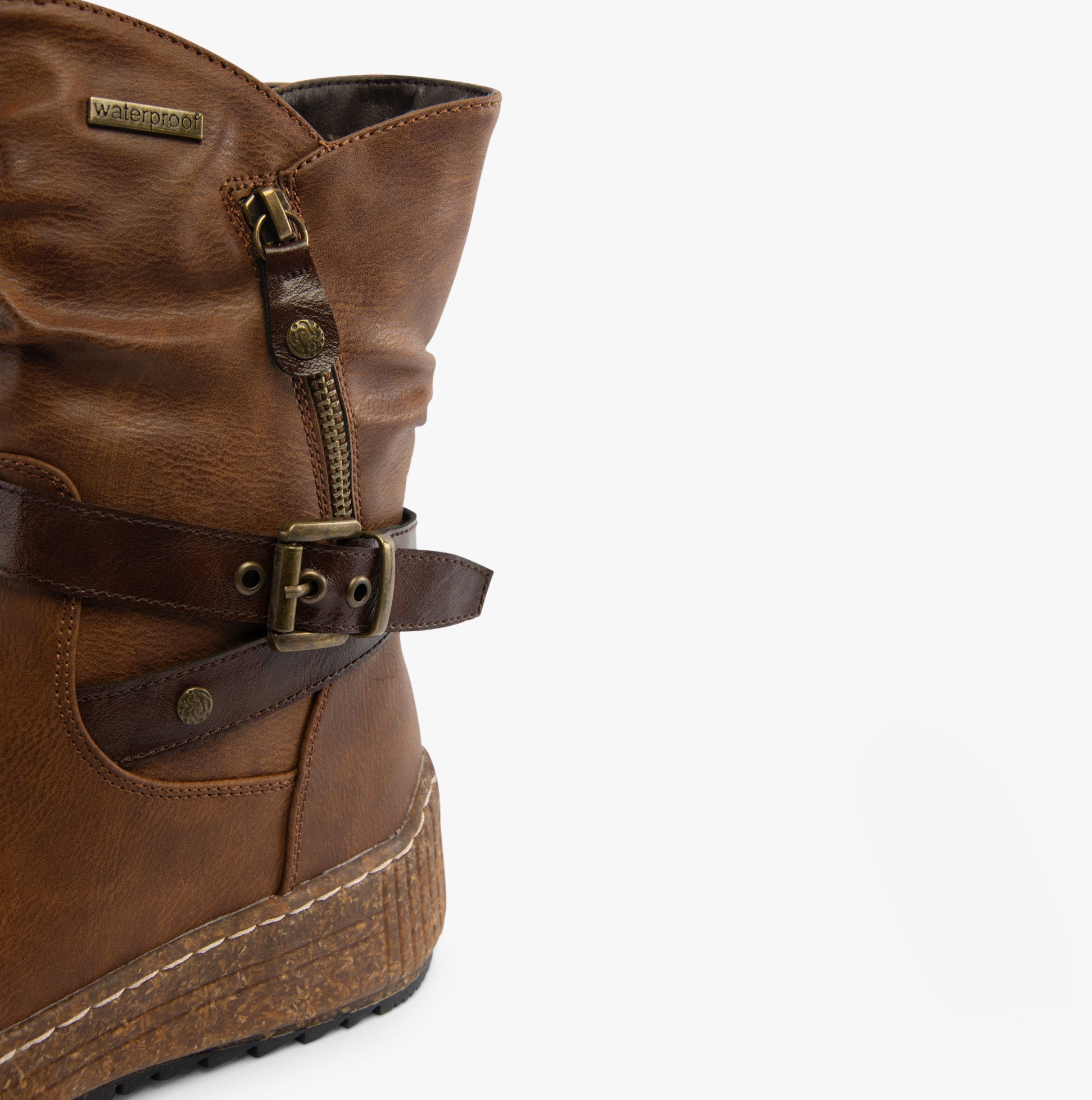 Westland WYNDI 01 Womens Boots Brandy Kombi side view with waterproof details and zip closure.