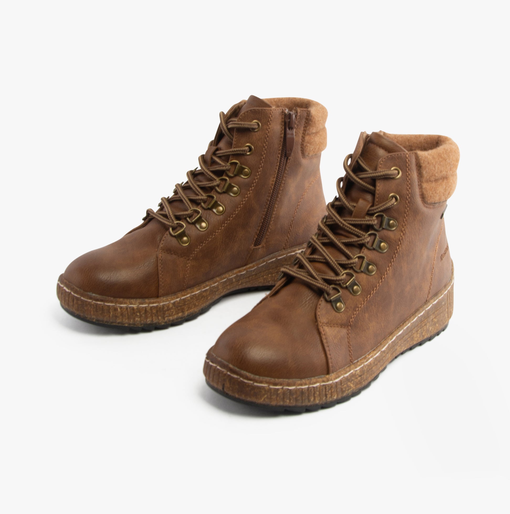 Westland WYNDI 04 Womens Boots Brandy Kombi side view of ankle boots with faux leather and lace-up design.