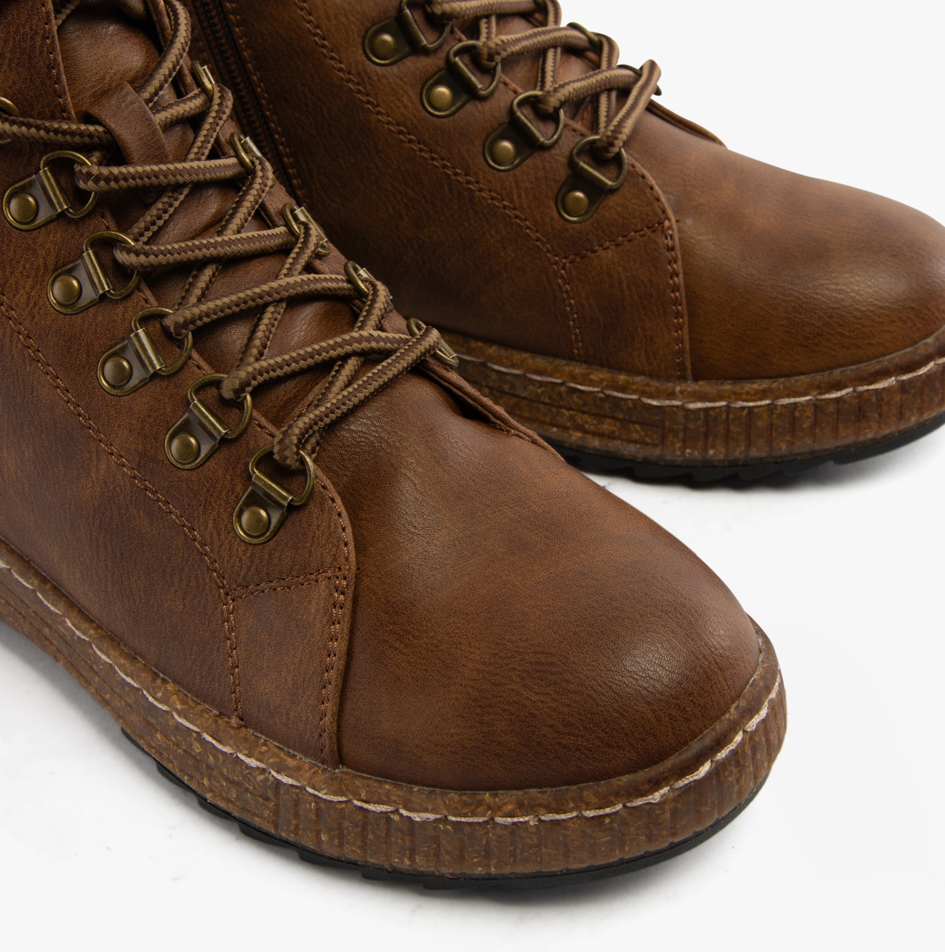 Westland WYNDI 04 Womens Boots Brandy Kombi close-up view showing lace-up details and faux leather texture.