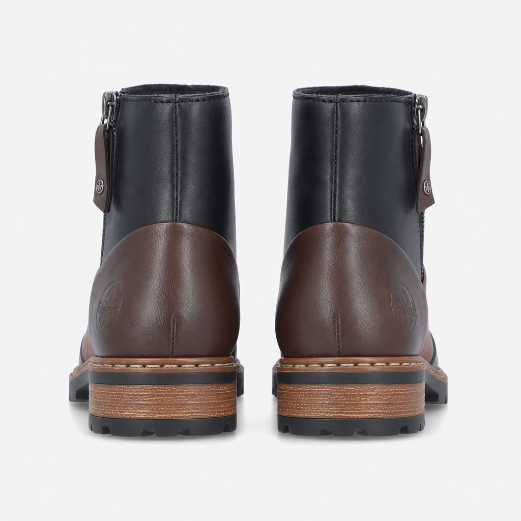 Rieker Z9356 Womens Ankle Boots Dark Brown/Black/Wine
