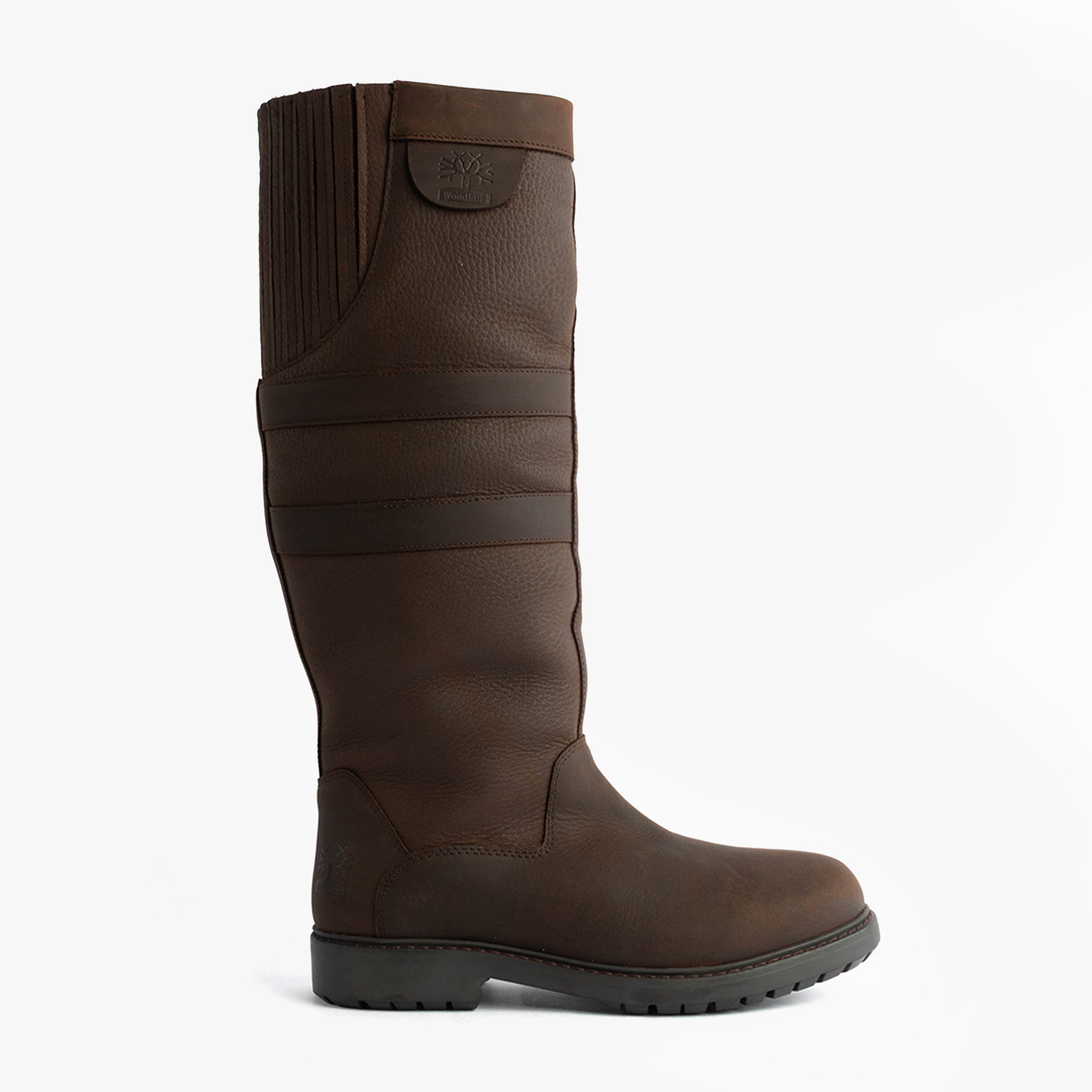Woodland HAILEY Womens Leather Gusset Country Boots Dark Brown