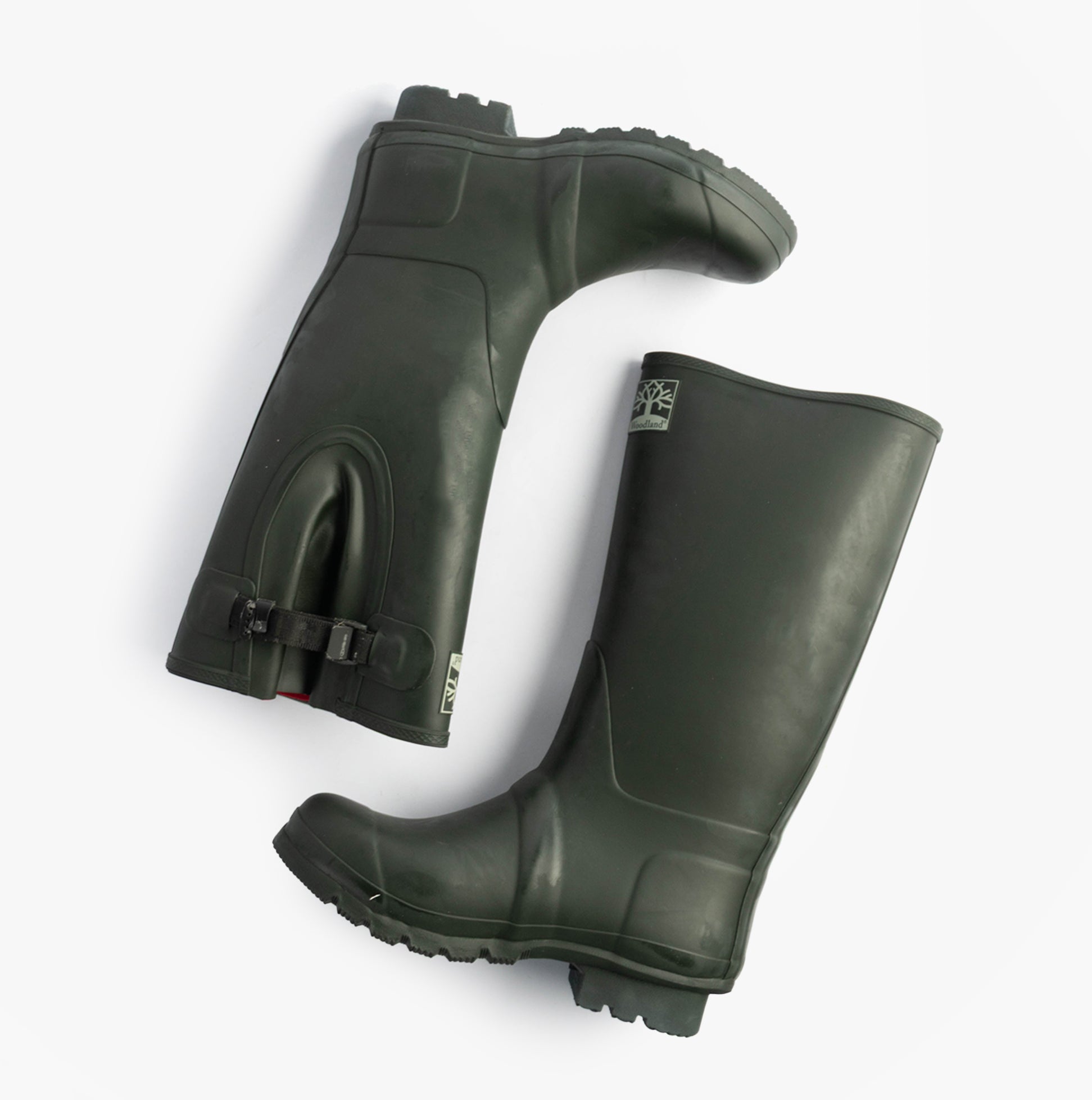 Woodland NEOPRENE Gusset Unisex Buckle Wellington Boots Olive