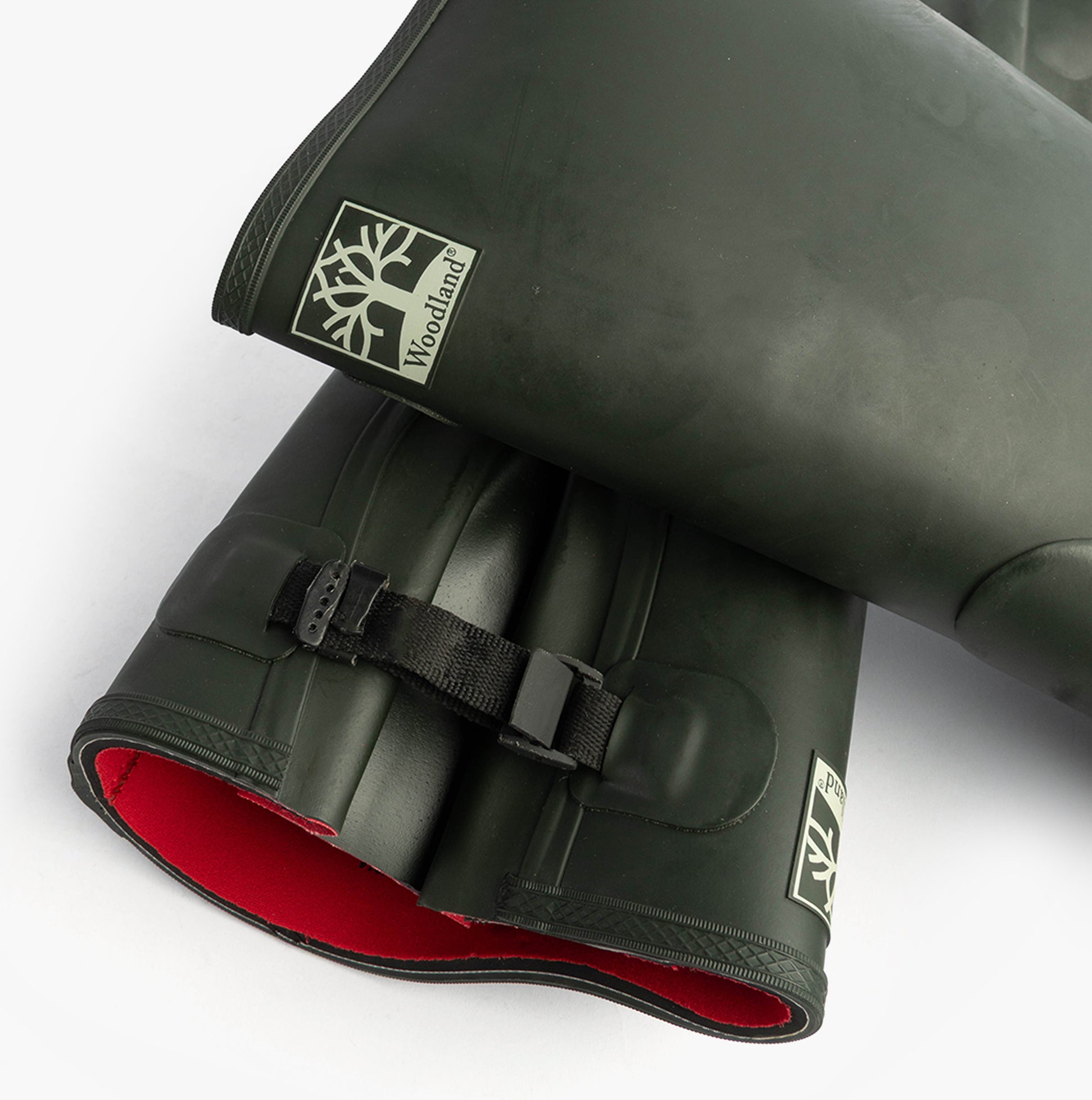 Woodland NEOPRENE Gusset Unisex Buckle Wellington Boots Olive