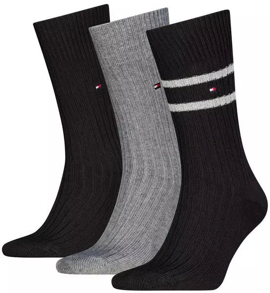 Tommy Hilfiger 3 Pack Giftbox Bootsock Mens Crew Socks Black
